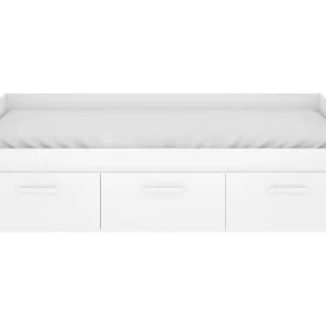 Daabou kinderbed, Opbergbed voor slaapkamers, Eenpersoonsbedframe met 3 lades, 194x97h60 cm, Wit