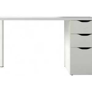 Dmora Bureau Filadelfia 60x138x74h cm Wit 2 Lades Modulair, Eén Deur Dmora Bureau Filadelfia 60x138x74h cm Wit 2 Lades Modulair, Eén Deur