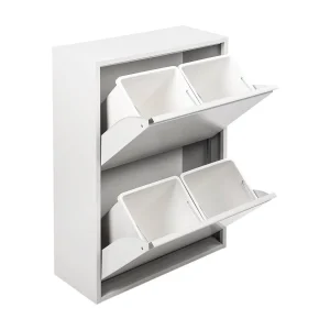 Dmora Prullenbak Achros 25x60x92,5h cm Wit Capaciteit 72 (18 per Bak) 4 Binnenbakken, Uittrekbare Bak
