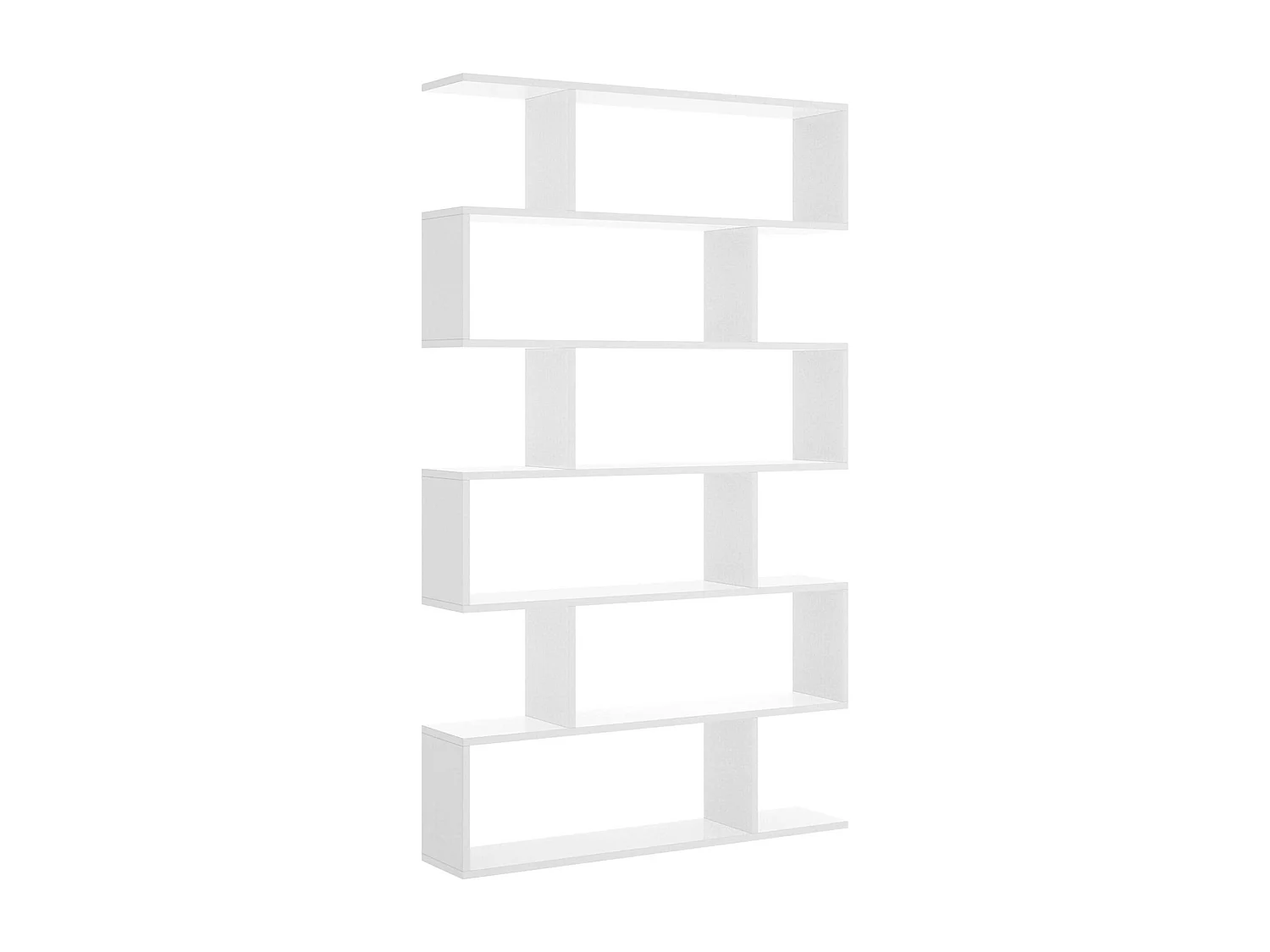 Dmora Boekenrek Misma 25x80x190h cm Glanzend Wit 5 Planken, Muurmontage, Verticale Structuur Bibliotheek