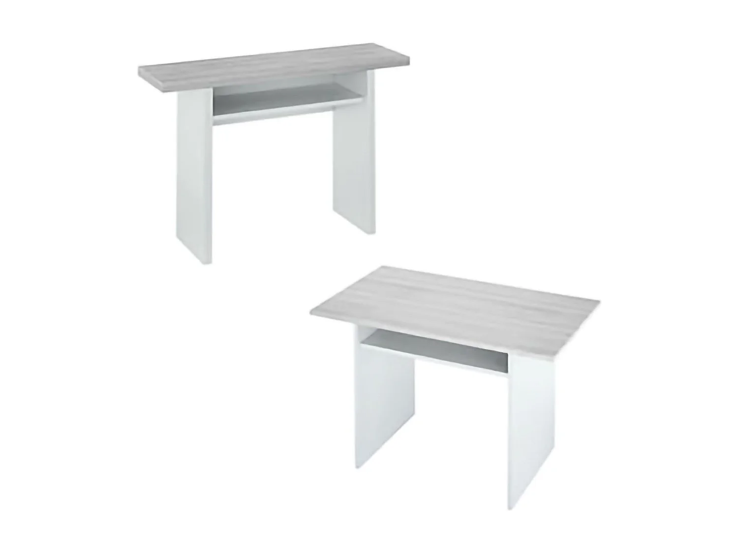 Ddiaz uitschuifbare tafel, Uitschuifbare tafel met klapopening, Opklapbare extra consoletafel, 120x35h77 cm, Wit en cement