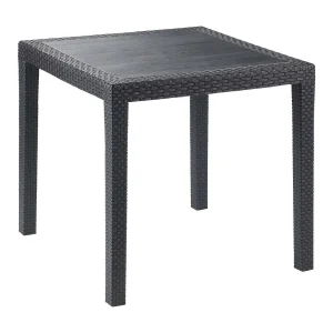 Daanan buitentafel, Vierkante tuintafel, Vaste salontafel met rotaneffect, 100% Made in Italy, 80x80h72 cm, Antraciet