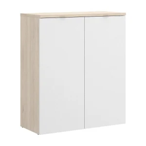 Ddijk multifunctionele kledingkast, Multifunctionele lage kast, kast met 2 deuren, 79x40h96 cm, Wit en Eiken
