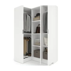 Dmora Kledingkast 3 Deuren Meru 90.5×133 cm Wit, Kapstok met 6 Planken, Slaapkamerkast 3 Deuren