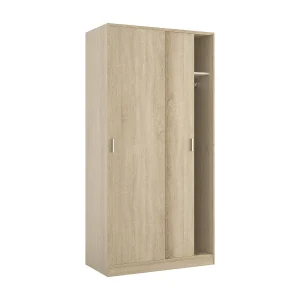 Dmora Kast 2 Deuren Lansing 50x200h cm Bruine Eik Kapstokplank, Slaapkamerkast 2 Deuren
