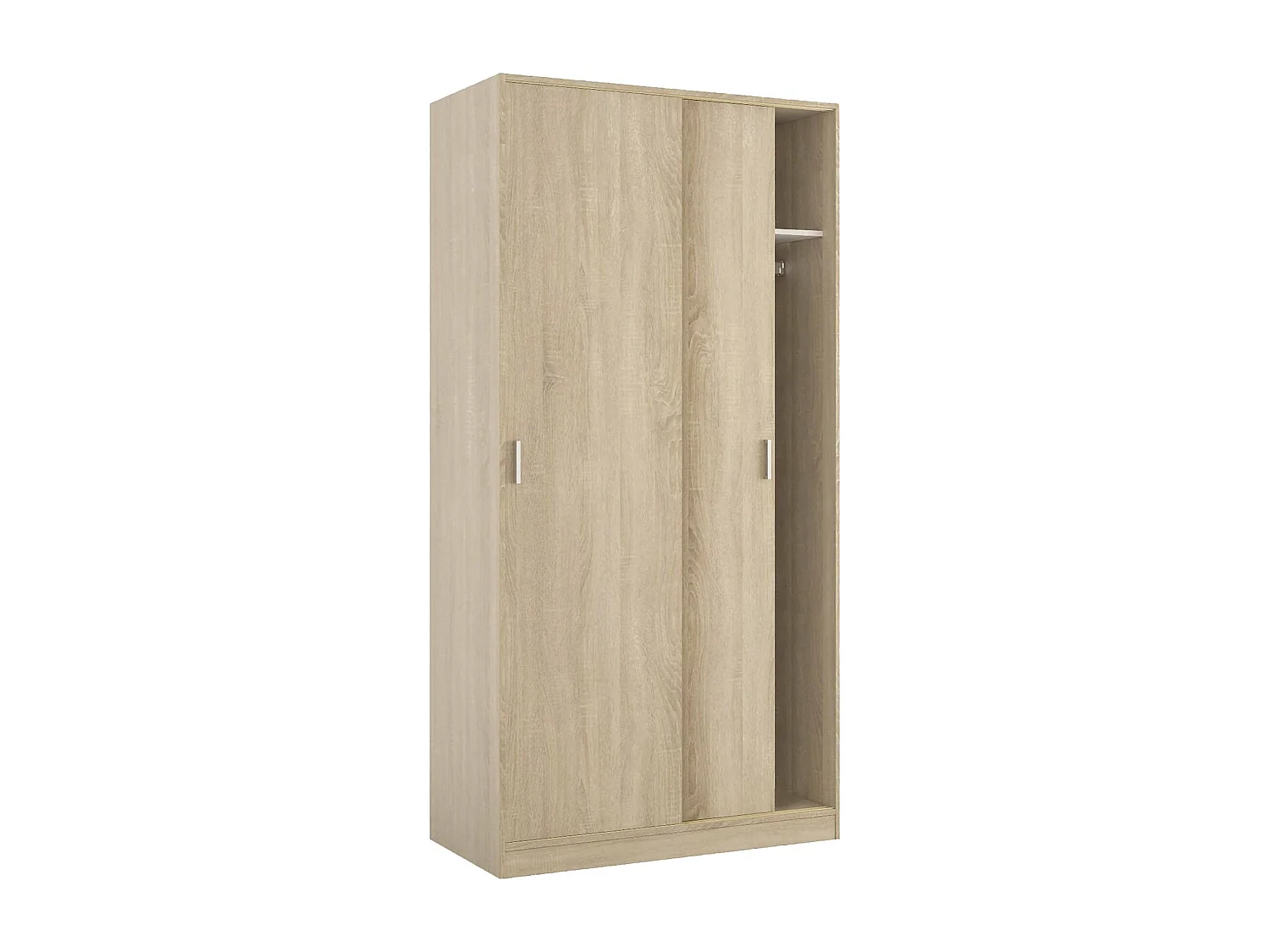 Dmora Kast 2 Deuren Lansing 50x200h cm Bruine Eik Kapstokplank, Slaapkamerkast 2 Deuren