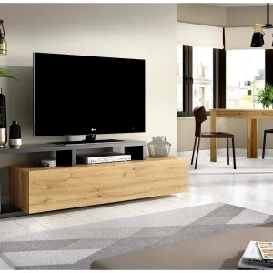 Dgodign TV-meubel, Laag woonkamerdressoir, Woonkamerdressoir voor televisie, 165x40h47 cm, Geknoopt eiken en antraciet Dgodign TV-meubel, Laag woonkamerdressoir, Woonkamerdressoir voor televisie, 165x40h47 cm, Geknoopt eiken en antraciet