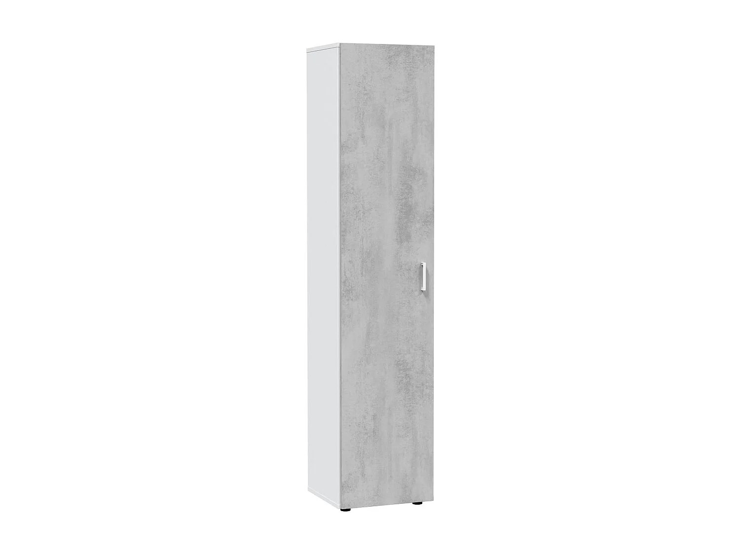 Dmana multifunctionele kledingkast, Extra kast met 1 deur en 3 planken, Moderne kledingkast, Hoge kolomkast, 41x37h182 cm, Cement en Wit