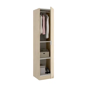 Dmora Kledingkast 1 deur Cusna 52x184h cm Bruin Eiken Kledingstaaf 2 Planken, Een deur Dmora Kledingkast 1 deur Cusna 52x184h cm Bruin Eiken Kledingstaaf 2 Planken, Een deur