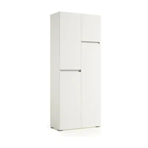 Dbandinell grote multifunctionele kledingkast, Multifunctionele kast met 4 deuren, Schoenenkast, Ruimtebesparende kledingkast, 100% Made in Italy, 80x37h195 cm, Wit