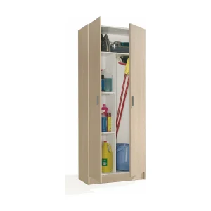 Dabaldi multifunctionele kledingkast, Bezemhouderkast met 2 deuren, Schoenenrek met planken, Bezemhouderkast, cm73x37h180 cm, Eiken