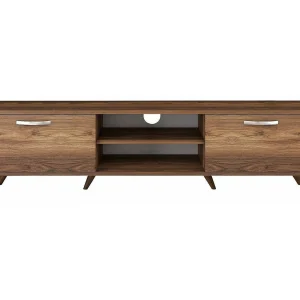 Dbarar tv-standaard, woonkamermeubel, lage tv-meubel, wandstandaard, 180x35h49 cm, walnoot