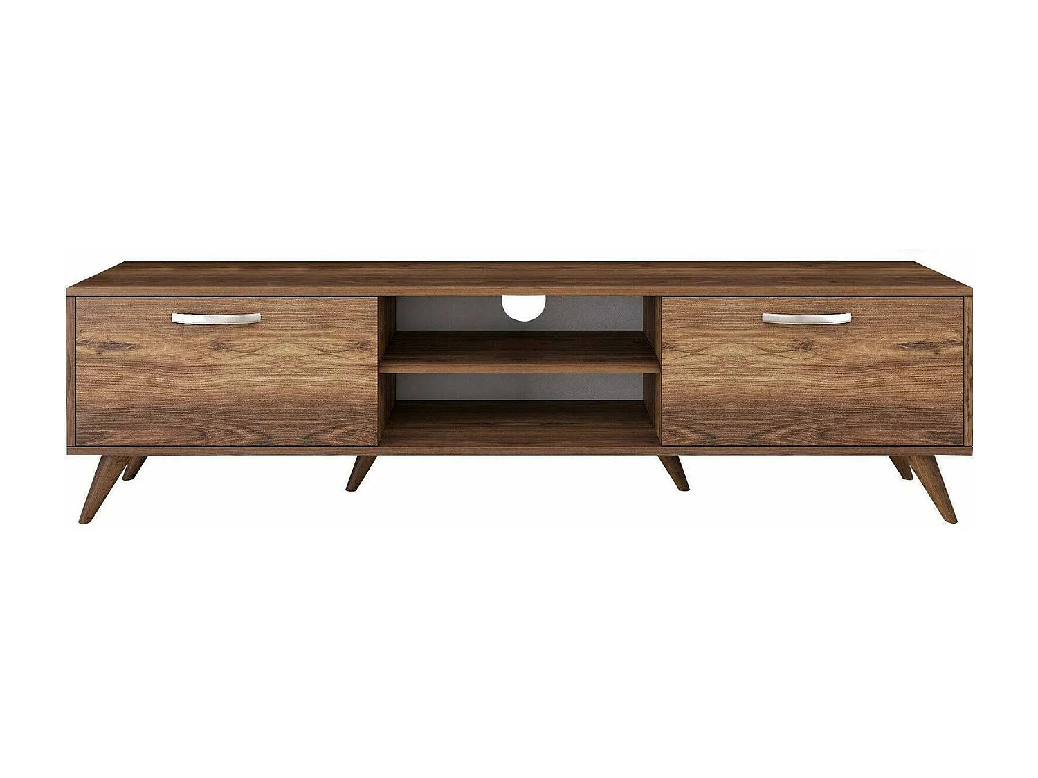 Dbarar tv-standaard, woonkamermeubel, lage tv-meubel, wandstandaard, 180x35h49 cm, walnoot