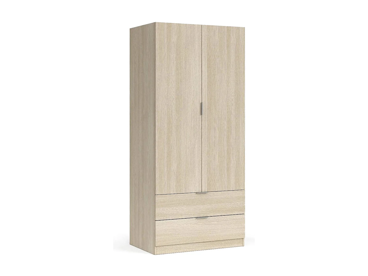 Dmora Kast 2 Deuren Burbank 52x180h cm Bruin Eik Kledinghanger 2 Laden, Slaapkamerkast Draaideur