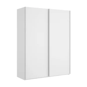 Dlazovi kledingkast, Kledinghanger voor slaapkamer, Kledingkast met 2 schuifdeuren, 150x65h204 cm, Wit