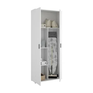 Dmora Multifunctionele Kast 2 Deuren Forcola 35×190 cm Wit 3 Planken 5 Vakken, Bezemkast Dmora Multifunctionele Kast 2 Deuren Forcola 35×190 cm Wit 3 Planken 5 Vakken, Bezemkast