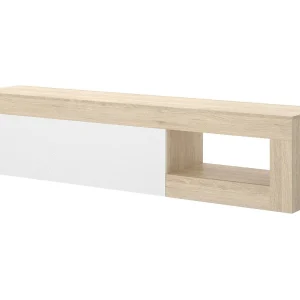 Dadl TV-meubel, Laag woonkamerdressoir, Woonkamerdressoir voor televisie, 204x42h48 cm, Eiken en wit