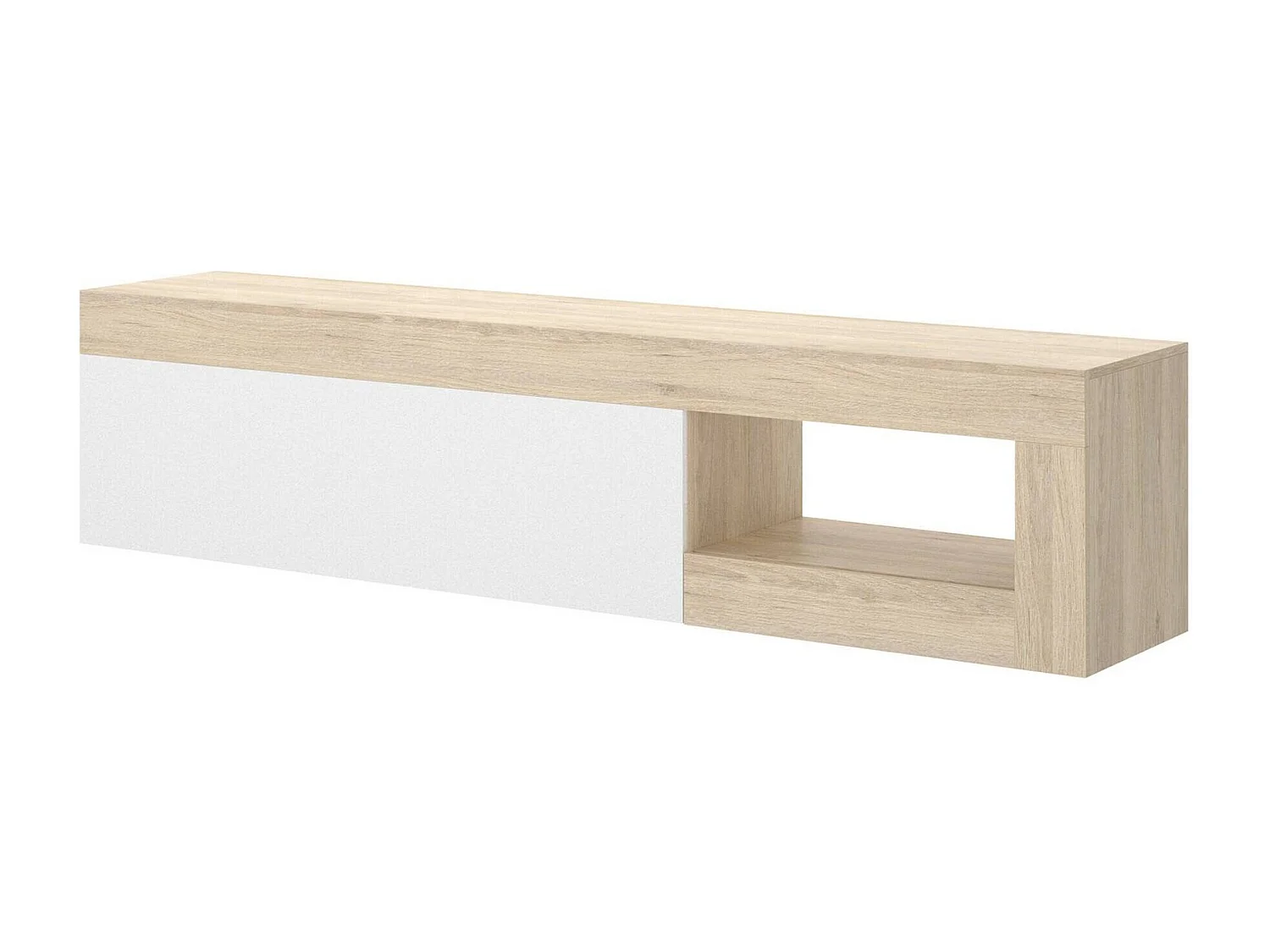 Dadl TV-meubel, Laag woonkamerdressoir, Woonkamerdressoir voor televisie, 204x42h48 cm, Eiken en wit