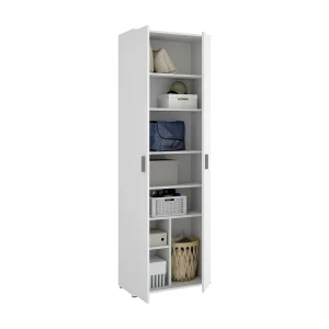 Dmora Multifunctionele Kast 2 Deuren Suretta 35x190h cm Wit 6 Planken 2 Deuren, Draaisluiting Dmora Multifunctionele Kast 2 Deuren Suretta 35x190h cm Wit 6 Planken 2 Deuren, Draaisluiting