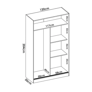 Dmora Kast 2 Deuren Denali 50x204h cm Wit Glanzend Kapstok 4 Planken, Klerenkast Slaapkamer 2 Deuren