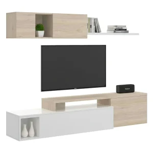 Dmora Wandmeubel Baker 41x201x180h cm Glanzend Wit Modulair 6 Planken, 3 Deuren Dmora Wandmeubel Baker 41x201x180h cm Glanzend Wit Modulair 6 Planken, 3 Deuren