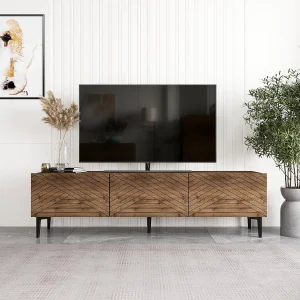 Moderne Bruin Houten TV-meubel "Felix" – 160 x 31 x 44 cm – 3 Deuren – Elegant Ontwerp