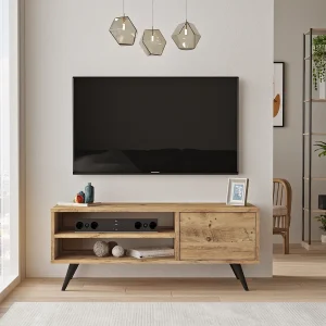 Rustieke Bruine Houten TV-standaard "Imo" – 110 x 40 x 44 cm – Elegant Ontwerp
