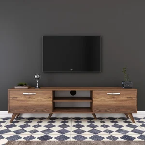 Moderne Bruin Houten TV-standaard "Atik" – 180 x 35 x 48 cm – Elegant Ontwerp