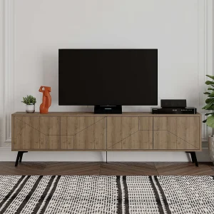 Modern Bruin Houten TV-meubel "Dune" – 180 x 29 x 50 cm – Elegant Ontwerp