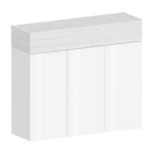 Dcanestrell Schoenenrek, 4-deurs Ruimtebesparend Schoenenrek, Multifunctionele Entree Garderobe, 114x38h100 cm, Lariks Effect Wit