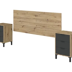 Dmora Nachtkastje Birmingham 60x160x2,5h cm Bruin Eiken Knopen 3 Laden, 1 Plank, Schuifdeur Dmora Nachtkastje Birmingham 60x160x2,5h cm Bruin Eiken Knopen 3 Laden, 1 Plank, Schuifdeur