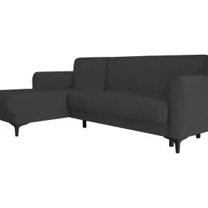Dabazo slaapbank, Hoekslaapbank met omkeerbaar schiereiland, Moderne opbergbank met chaiselongue en 3 kussens, 230x153h85 cm, Antraciet Dabazo slaapbank, Hoekslaapbank met omkeerbaar schiereiland, Moderne opbergbank met chaiselongue en 3 kussens, 230x153h85 cm, Antraciet