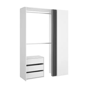 Dmatin kledingkast, Structuur voor inloopkast, Open kleerhanger, 141x52h205 cm, Wit en Antraciet Dmatin kledingkast, Structuur voor inloopkast, Open kleerhanger, 141x52h205 cm, Wit en Antraciet