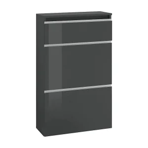 Dlogarz schoenenrek, Multifunctionele kast met 2 deuren en 1 klepdeur, Ingang schoenenrek, 100% Made in Italy, 60x27h108 cm, Glanzend antraciet Dlogarz schoenenrek, Multifunctionele kast met 2 deuren en 1 klepdeur, Ingang schoenenrek, 100% Made in Italy, 60x27h108 cm, Glanzend antraciet