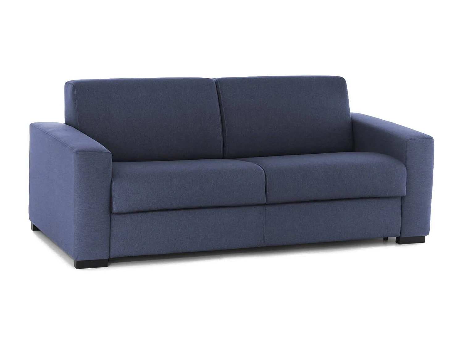 Dabaida slaapbank, grote 2-zitsbank, 100% Made in Italy, woonkamerbank met draaibare opening, in gewatteerde stof, met slanke armleuningen, 180x95h90 cm, Blauw