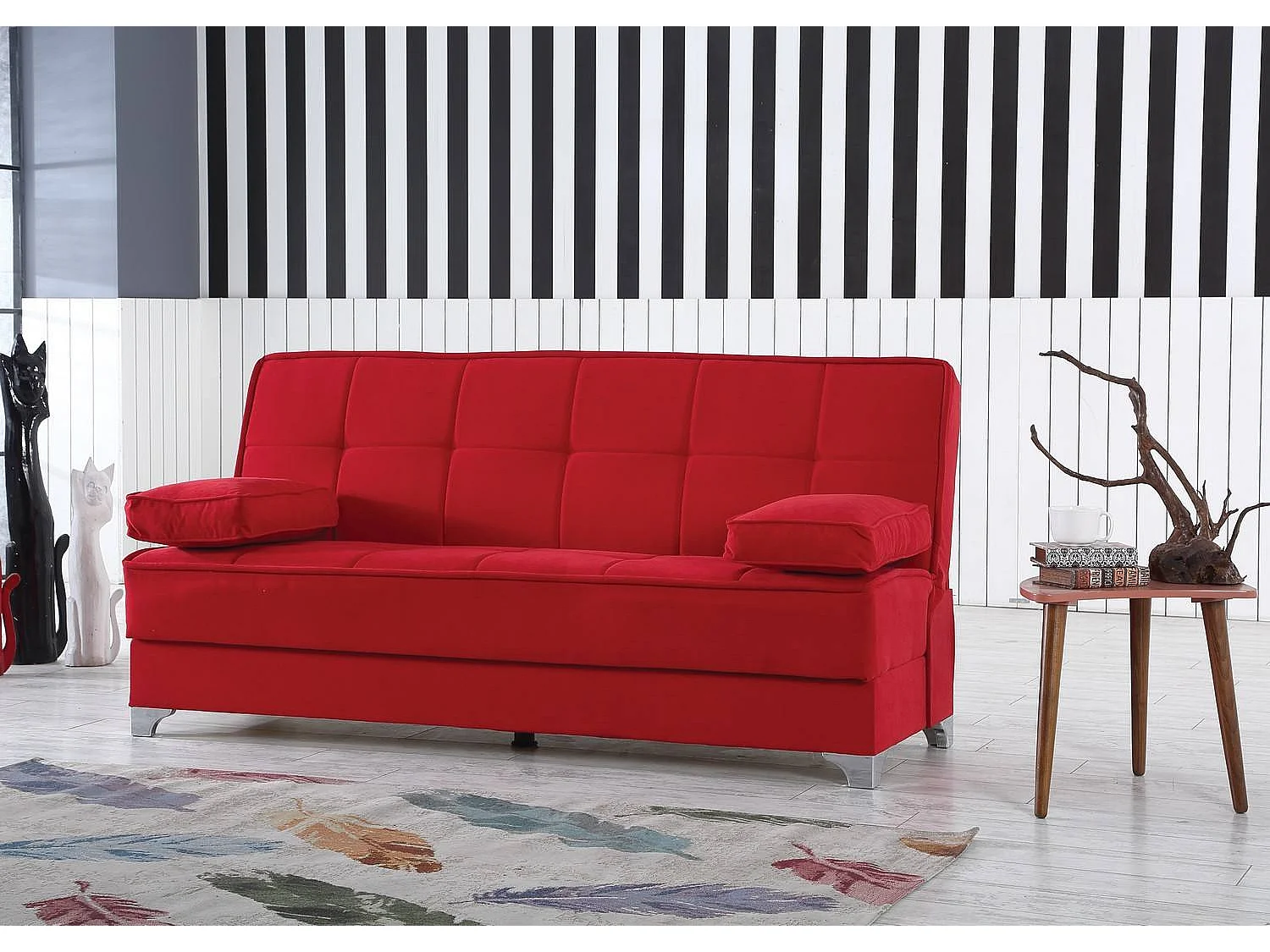 Dmora Driezits Slaapbank Carlos 87x190 cm Zwart Opbergruimte, Click-clack Open, Verstelbaar