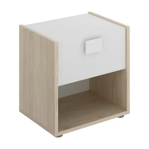 Dmora Nachtkastje Catinaccio 33x40x42h cm Wit, Een Lade, 2 Planken, Schuifopening Dmora Nachtkastje Catinaccio 33x40x42h cm Wit, Een Lade, 2 Planken, Schuifopening