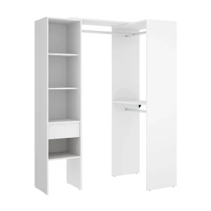 Dburn grote kledingkast, Slaapkamermeubel, Inloopkast, Kledingkast, 98×42 h187 cm, Wit