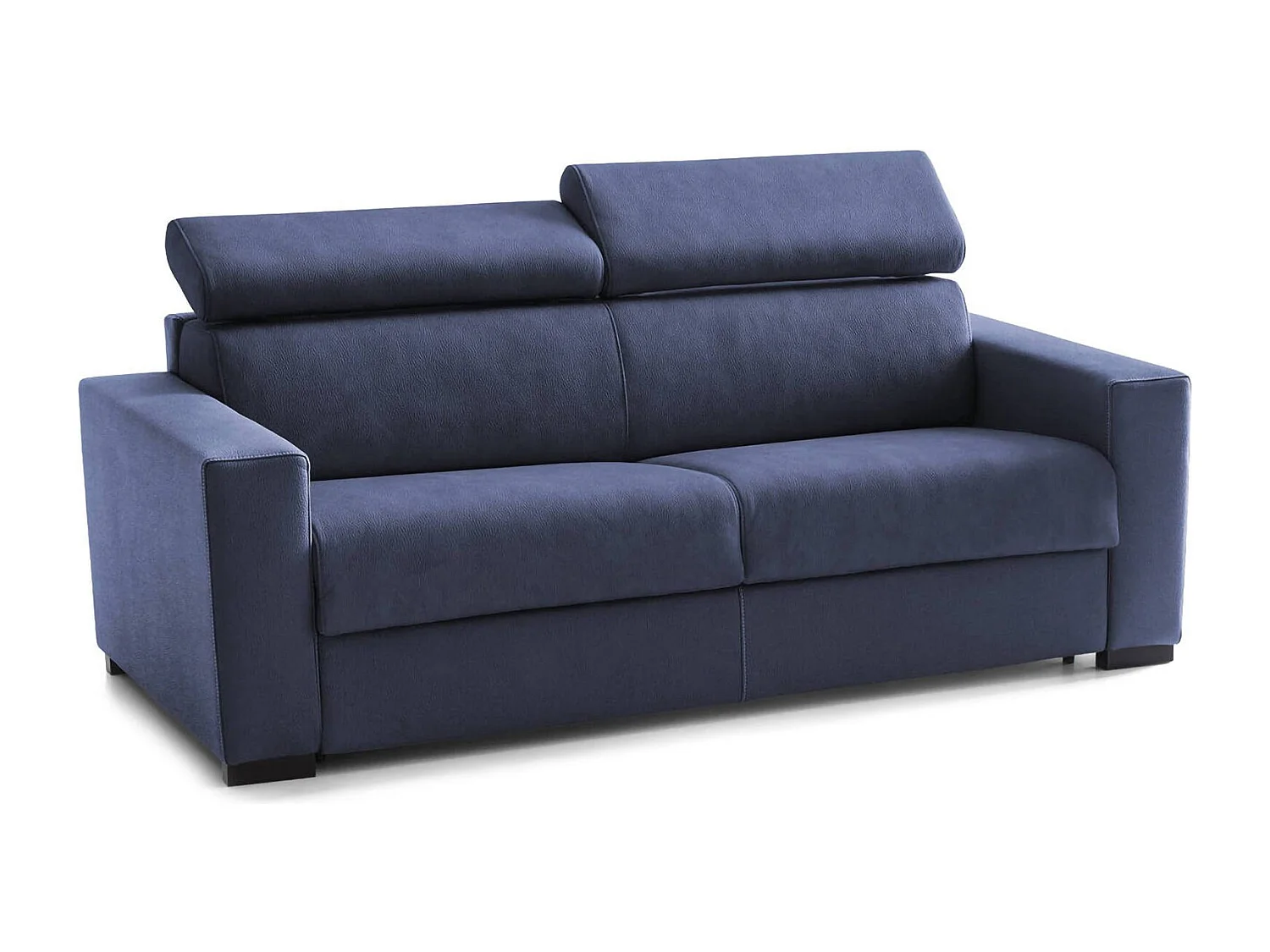 Daara slaapbank, 3-zitsbank, 100% Made in Italy, woonkamerbank met draaibare opening, met verstelbare hoofdsteunen en slanke armleuningen, 200x95h85 cm, Blauw