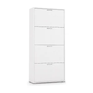 Dmarcat schoenenrek, multifunctioneel entreemeubilair met 4 vouwdeuren, schoenenkast met dubbele diepte, 100% Made in Italy, 67x28h147 cm, Wit Dmarcat schoenenrek, multifunctioneel entreemeubilair met 4 vouwdeuren, schoenenkast met dubbele diepte, 100% Made in Italy, 67x28h147 cm, Wit