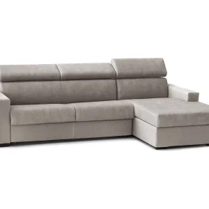 Daasen Slaapbank, Hoekbank, 100% Made in Italy, Bank met draaibare opening, met rechts opbergschiereiland, met slanke armleuningen, Cm 260x95h85, Taupe Daasen Slaapbank, Hoekbank, 100% Made in Italy, Bank met draaibare opening, met rechts opbergschiereiland, met slanke armleuningen, Cm 260x95h85, Taupe