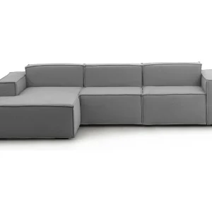 Dflori vaste bank, 3-zits modulaire bank met linkerschiereiland, 100% Made in Italy, Moderne stoffen bank, 300x170h70 cm, Grijs
