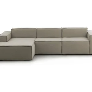 Dflori vaste bank, 3-zits modulaire bank met linkerschiereiland, 100% Made in Italy, Moderne stoffen bank, 300x170h70 cm, Taupe