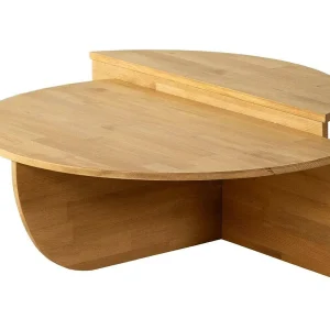 Dgiarett-sat-saaltafel, koffietafel, bankrestaalhouder, woonkamerplank, 90x60h35 cm, eiken