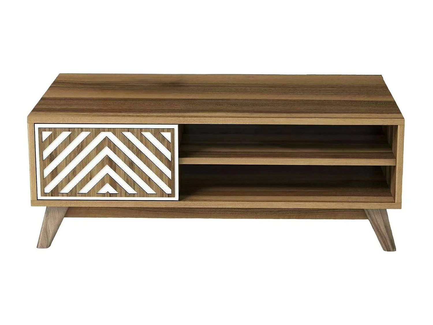 Dpratell-saaltafel, koffietafel, bankwinkel, woonkamerplank, 105x60h38 cm, walnoot en wit