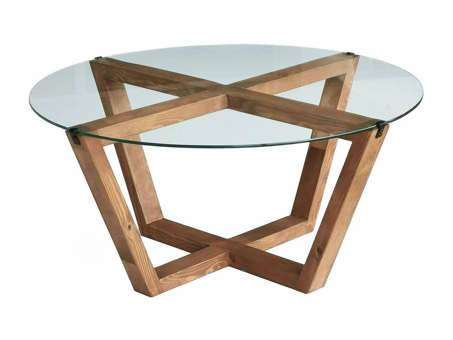 Agatha salontafel, tijdschriftenhouder, 75x75x35h cm walnootbruin, ronde vorm, kleurverloop, walnootstructuur