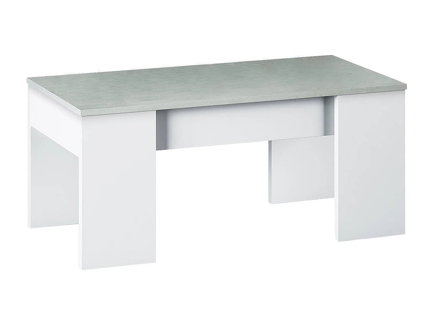 Dmora Salontafel Oceanside 45x100x50h cm Wit, Verstelbaar Blad met Opbergruimte, Rechthoekig