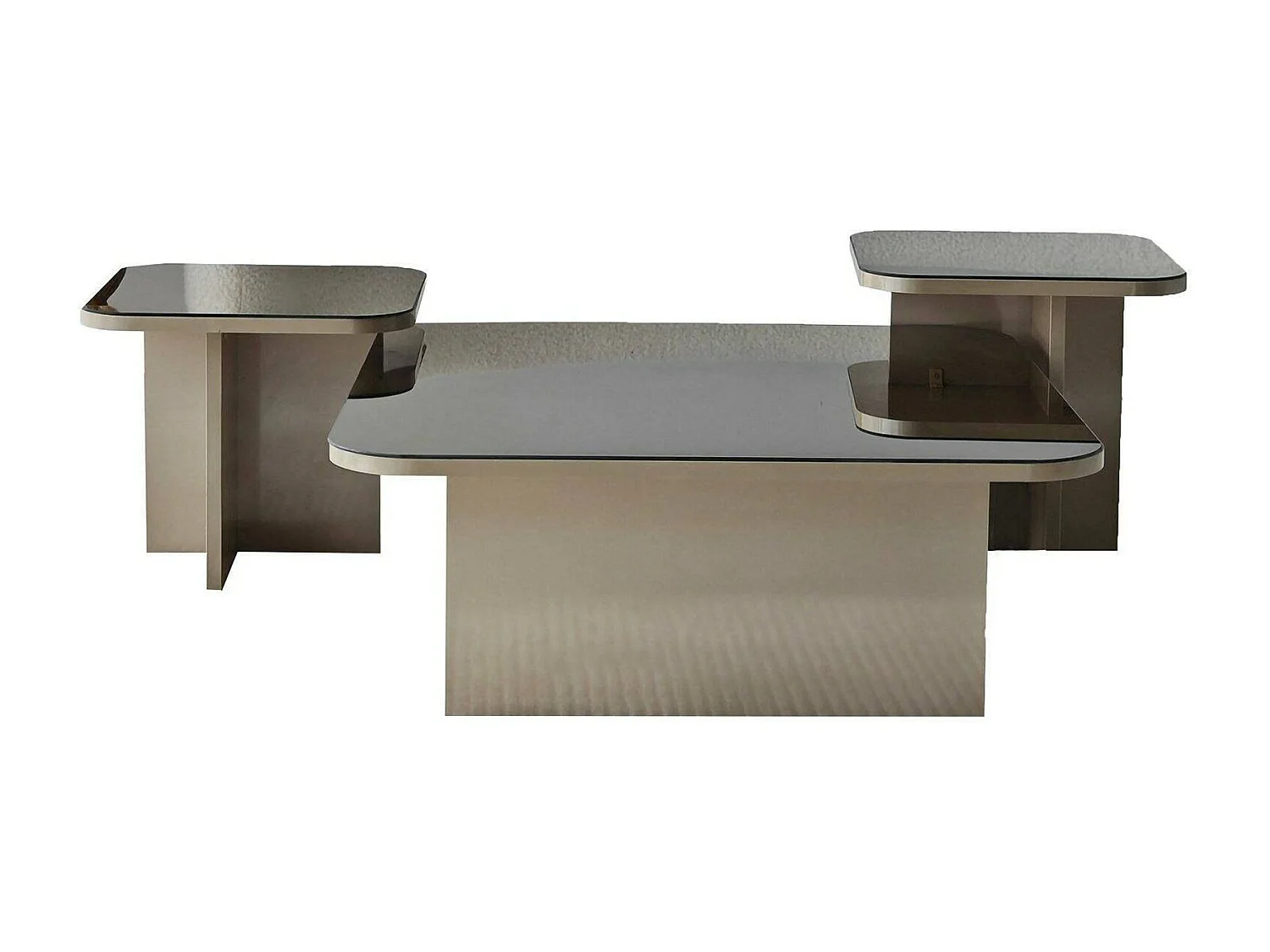 Dpangraz-saaltafel, koffietafel, banktafel, woonkamerplank, 80x80h40 cm, Tortora en Fumè