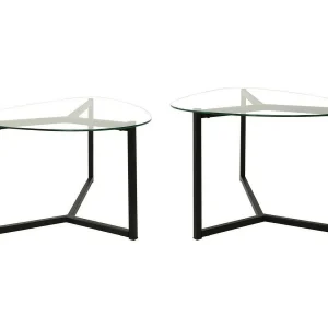 Salontafel Flora, modulair multifunctioneel, 82x58x40h cm zwart, rechthoekige vorm, glazen tafelblad