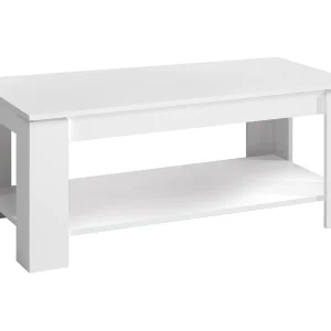 Dmora Salontafel Chicago 43x102x50 cm Wit Mat Opvouwbaar Melamine Randen ABS Poten, Eén Vak, Rechthoekig